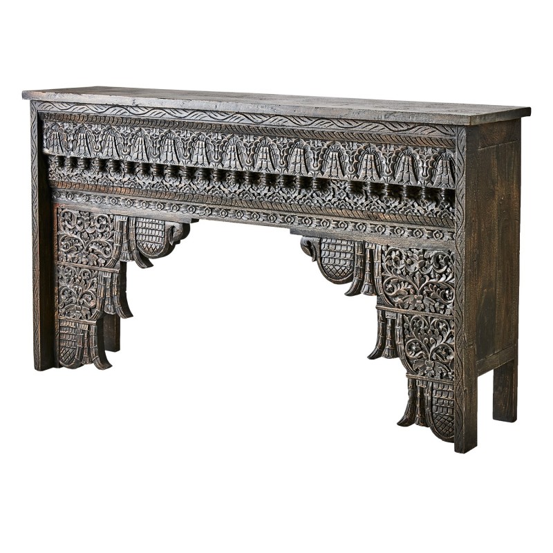 CONSOL HAND CARVED MANGOWOOD BLACK - CONSOLES, DESKS